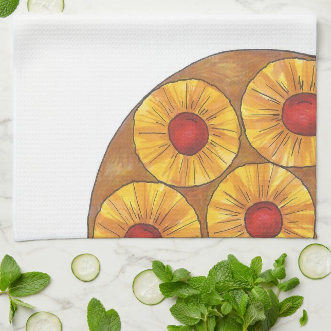 Ananas Auf dem Kopf Kirschen Nachtisch Kuchen Back Handtuch (Gefaltet)