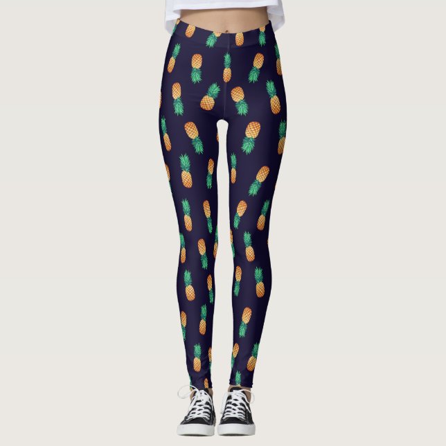 Ananas auf der Marine Leggings (Vorderseite)