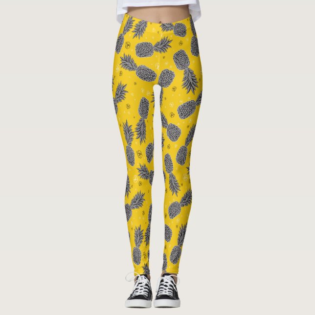 Ananas auf Gold 2 Leggings (Vorderseite)