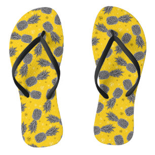 Ananas auf Gold Flip Flops