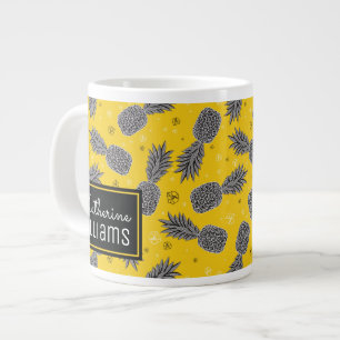 Ananas auf Gold Name hinzufügen Jumbo-Tasse