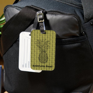 Ananas auf grünem Hintergrund Muster Gepäckanhänger