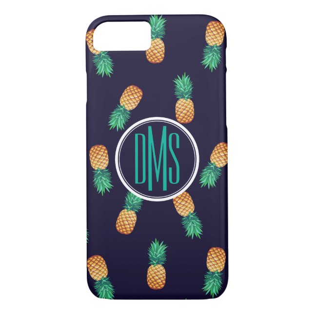 Ananas auf Monogramm der Marine-| Case-Mate iPhone Hülle (Rückseite)