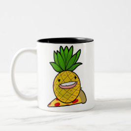 Ananas auf Pizza-Tasse Zweifarbige Tasse