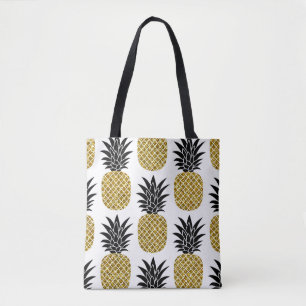 Ananas aus Gold: Von Hand Gezeichnet Weiß nahtlos.