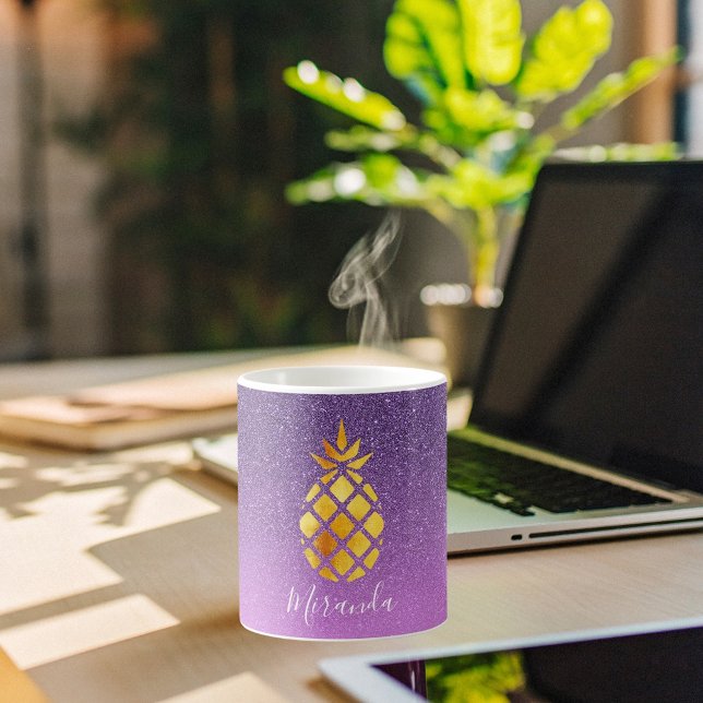 Ananas aus lila rosa Glitzer Kaffeetasse (Von Creator hochgeladen)
