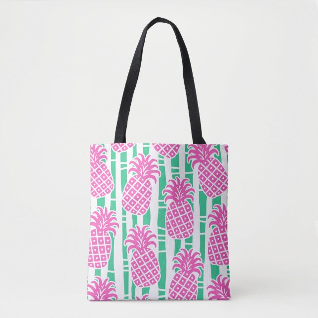 Ananas Bambus Streifen Pink & Green Muster (Vorderseite)