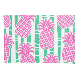 Ananas Bambus Streifen Pink & Green Muster Kissenbezug