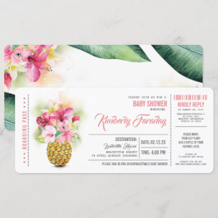 Ananas Beach Boarding Pass Ticket Baby Dusche Einladung