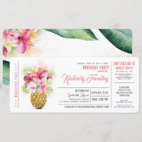 Ananas Beach Boarding Pass Ticket Geburtstag