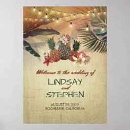 Ananas Beach Palms Wedding Willkommenszeichen Poster