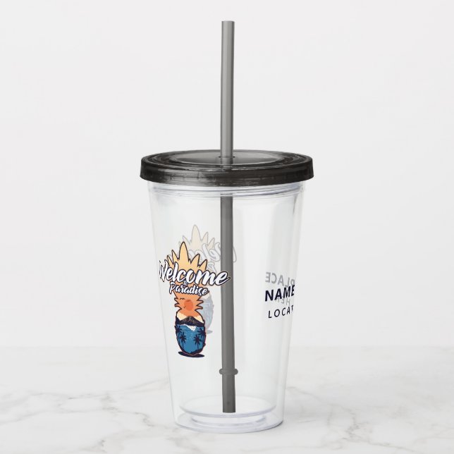 Ananas Begrüßung von benutzerdefinierten Texttumor Acryltrinkbecher (Vorderseite)