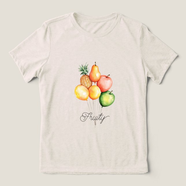 Ananas Birnen Früchte Luftballon Tri-Blend Shirt (Design Vorderseite)