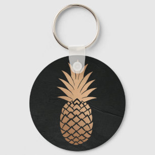 Ananas Black Gold Tropical Minimalistisch elegant Schlüsselanhänger