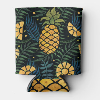 Ananas, Blätter aus Palmen: tropisches Muster. Dosenkühler