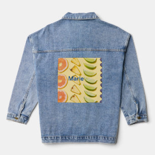 Ananas-Blaubeere-Zitrone, Orange, Name Foto t lä Jeansjacke