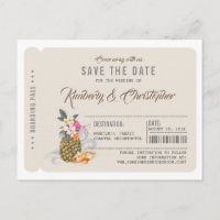 Ananas Boarding Pass Ticket Save the Date