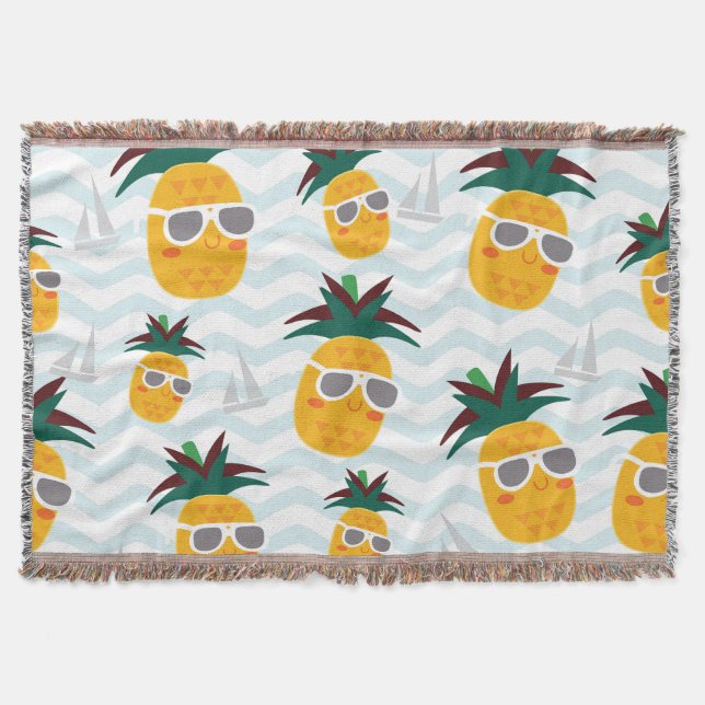 Ananas, Boot: niedliches Ozeanmuster. Decke (Vorderseite)