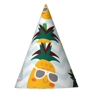 Ananas, Boot: niedliches Ozeanmuster. Partyhütchen