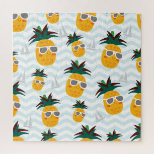 Ananas, Boot: niedliches Ozeanmuster. Puzzle