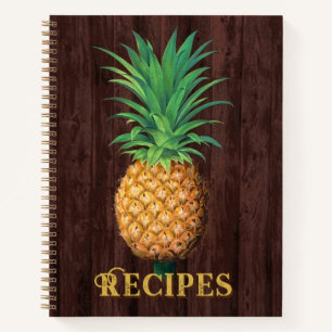 Ananas Botanische Illustration gegen Mahogany Notizbuch