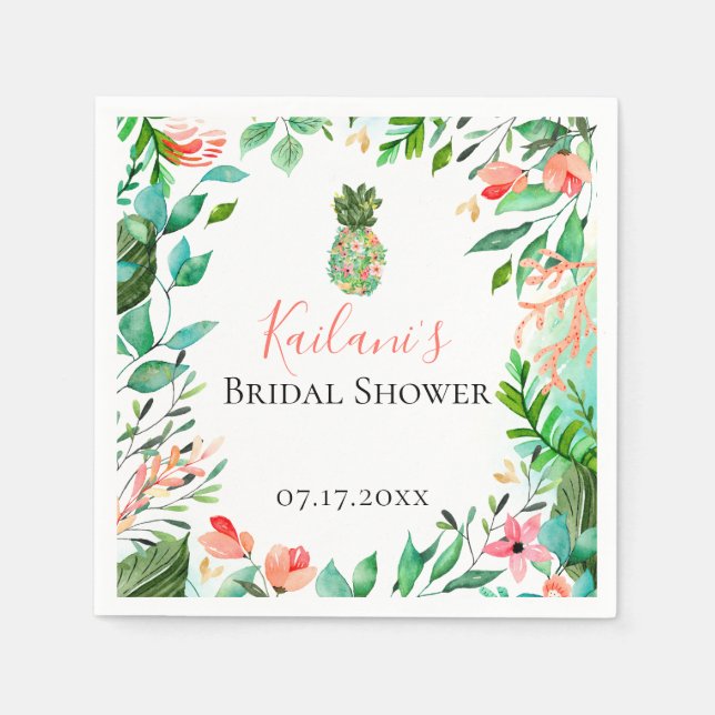Ananas-Botanische Insel Personalisiert Serviette (Vorderseite)