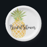 Ananas | BRAUTPARTY Pappteller<br><div class="desc">Tropisch thematisierte Braudusche Einladung mit einer Aquarellschablone Ananas mit Gelb und Grün.</div>