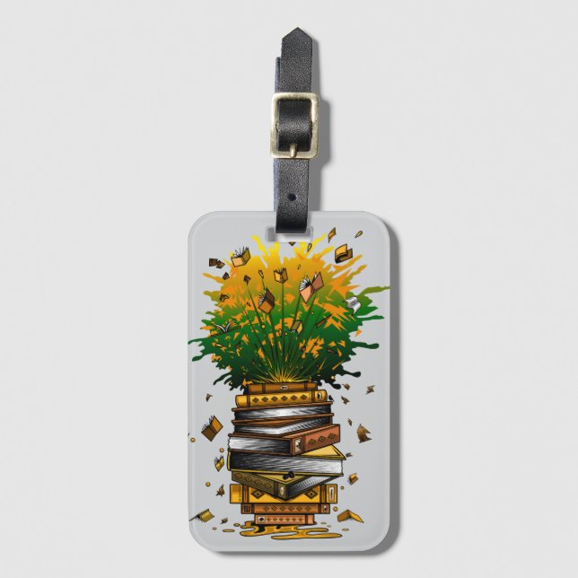 Ananas Bücher Gepäckanhänger (Vorderseite Vertikal)