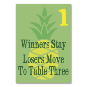 Ananas Bunco Tabellen-Karte #1 Tischnummer