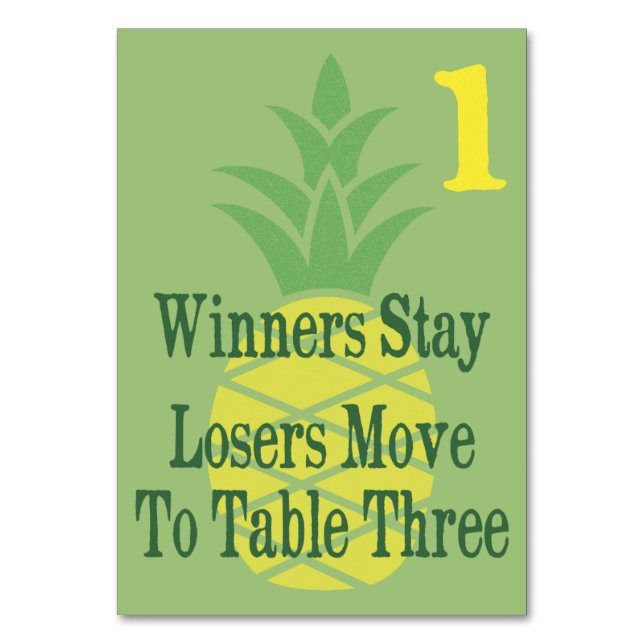 Ananas-Bunco-Tischkarte Nr. 1 Tischnummer (Vorderseite)