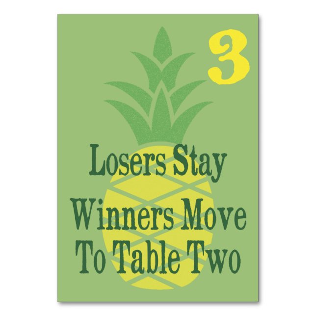 Ananas-Bunco-Tischkarte Nr. 3 Tischnummer (Vorderseite)