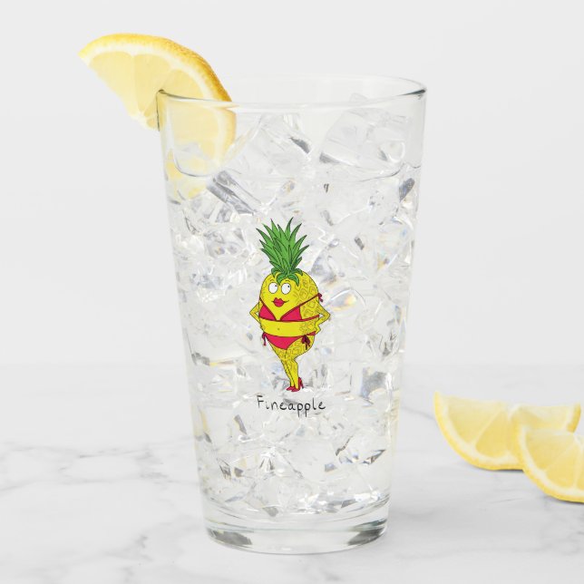 Ananas Button-Up Girl Funny Fruit Glas (Vorderseite Ice)