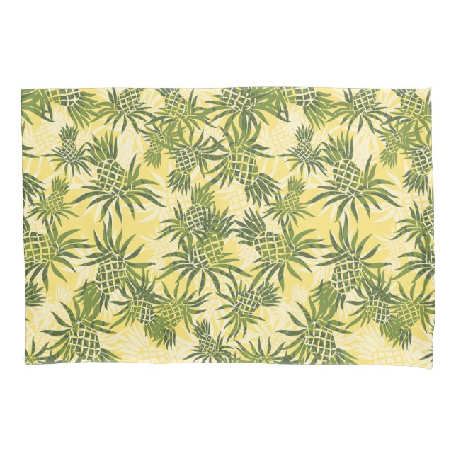 Ananas-Camouflage Hawaiian Tropical - Gelbes Olive Kissenbezug (Vorderseite)