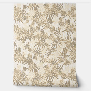 Ananas-Camouflage Hawaiian Tropical - Taupe Tapete