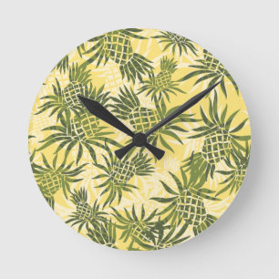Ananas-Camouflage Hawaiianische Maueruhren Runde Wanduhr