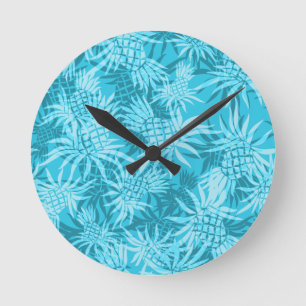 Ananas-Camouflage Hawaiianische Maueruhren Runde Wanduhr