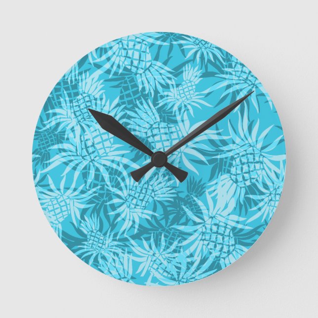 Ananas-Camouflage Hawaiianische Maueruhren Runde Wanduhr (Vorderseite)