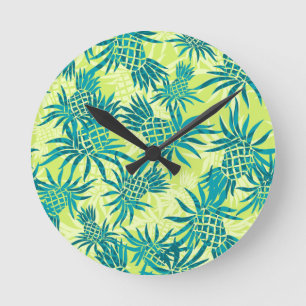 Ananas-Camouflage Hawaiianische Maueruhren Runde Wanduhr
