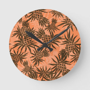 Ananas-Camouflage Hawaiianische Maueruhren Runde Wanduhr