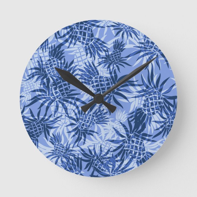 Ananas-Camouflage-hawaiische Wand-Uhren Runde Wanduhr (Vorderseite)