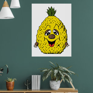 Ananas-Cartoon Face Feinschmecker, ZSSG Poster