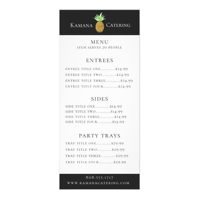 Ananas-Catering-Menü Werbekarte (Vorne)