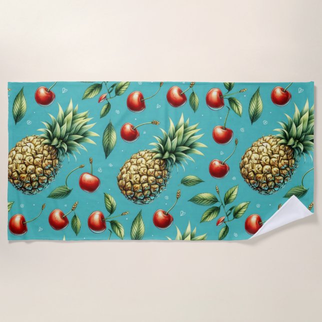Ananas Cherry Bliss Strandtuch (Vorderseite)