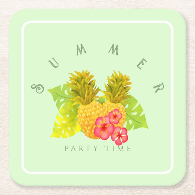 Ananas Chic Green Rechteckiger Pappuntersetzer (Vorderseite)