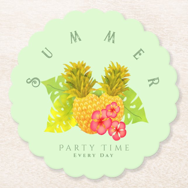 Ananas Chic Green Round Untersetzer (Vorderseite)