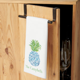 Ananas Chinoiserie Blau Weiße Preppy Custom Geschirrtuch