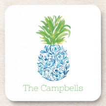 Ananas Chinoiserie Blue White Preppy Name