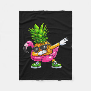 Ananas Dabbing Flamingo Aloha Hawaii Tropisch V Fleecedecke