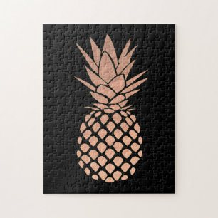 Ananas-Design auf schwarzem Hintergrund Puzzle