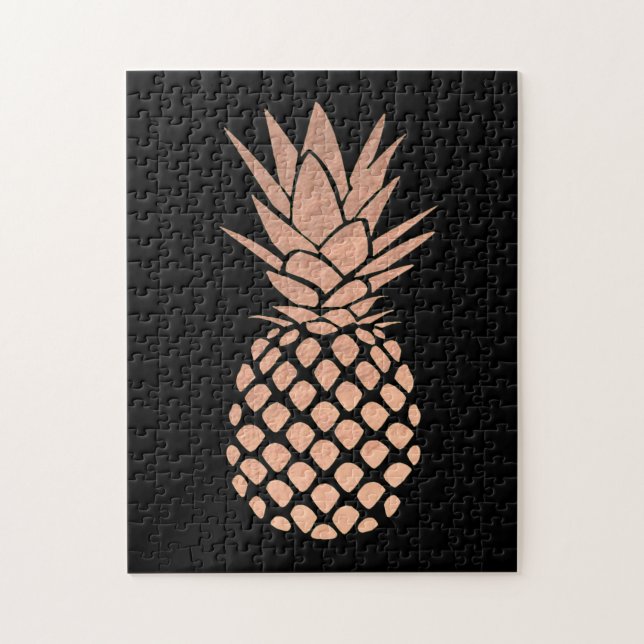 Ananas-Design auf schwarzem Hintergrund Puzzle (Vertikal)